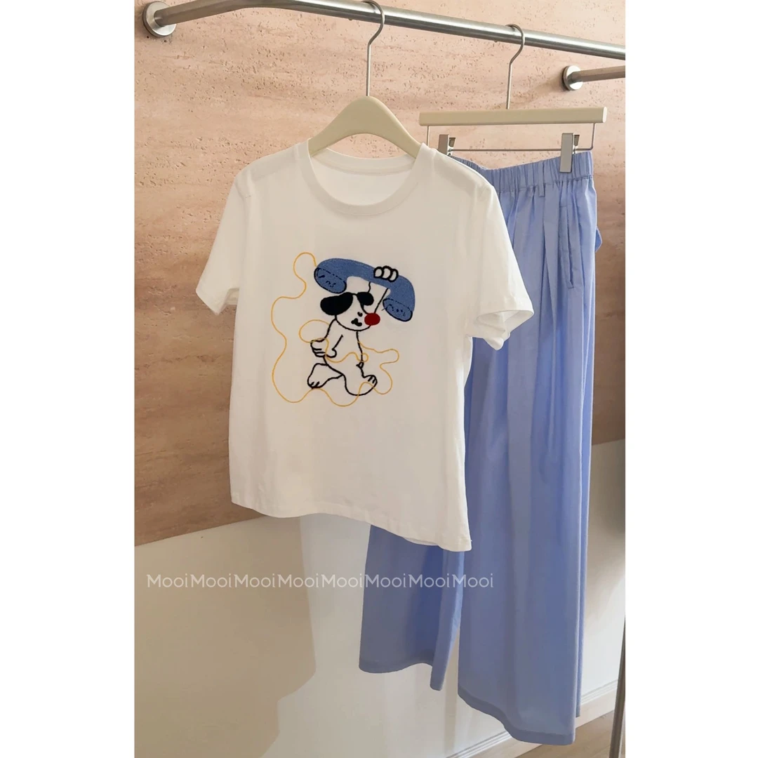 【mooi】'狗狗热线'春夏新款韩版ins风小众设计感T恤