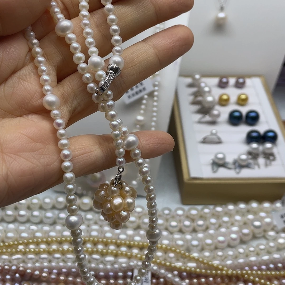 上****银S925镶嵌淡水珍珠颈饰