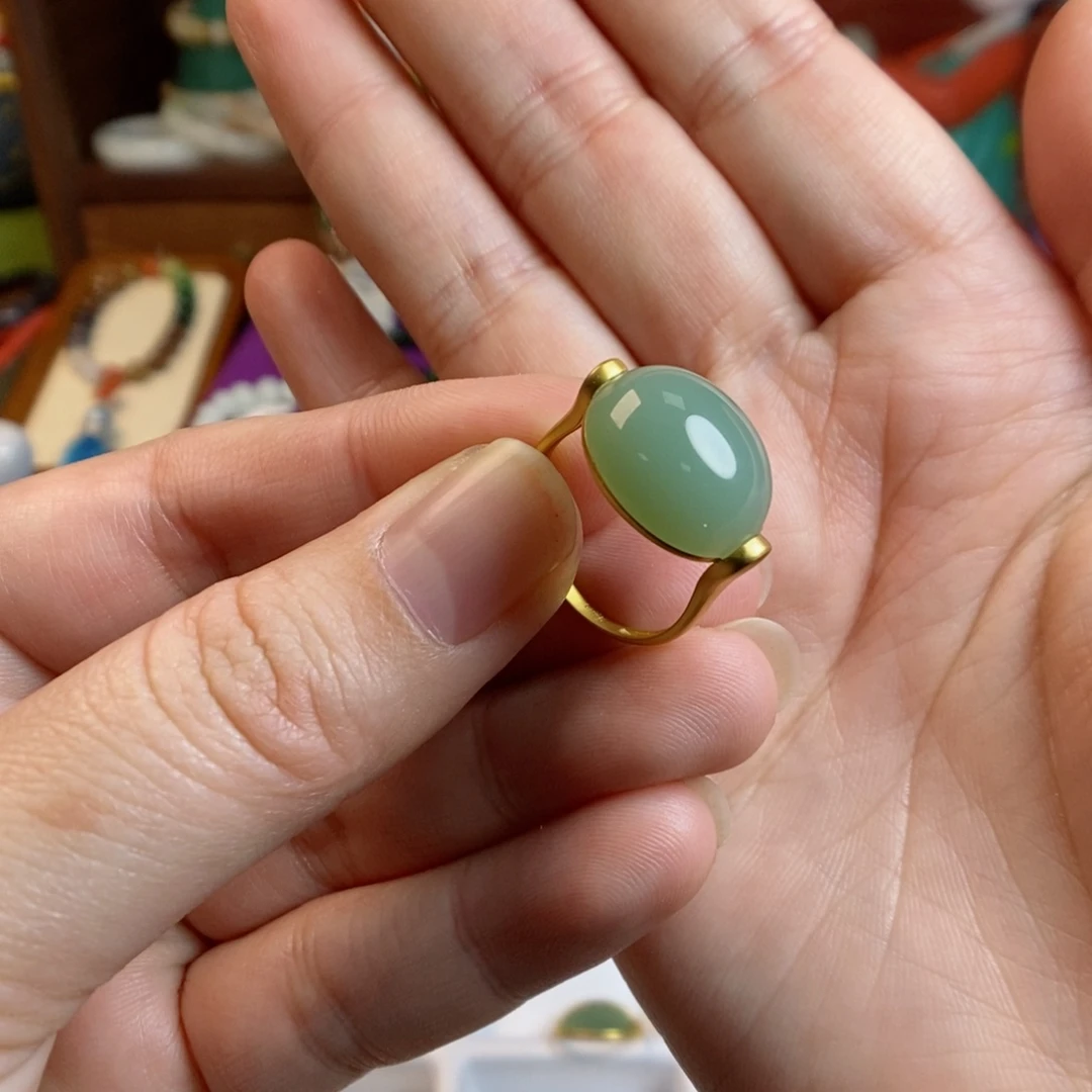 和田玉手链18K金镶嵌14.5