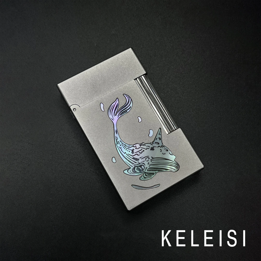 KELEISI充气款 朗声打火机 【磨砂白 · 鲸落 · 夜光贝镶嵌】 裸机