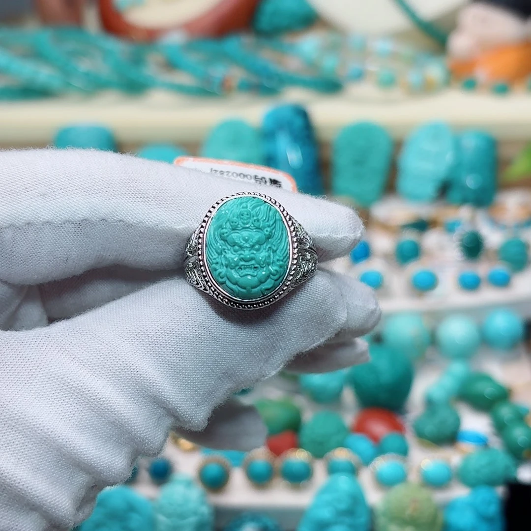 绿松石银S925镶嵌戒指