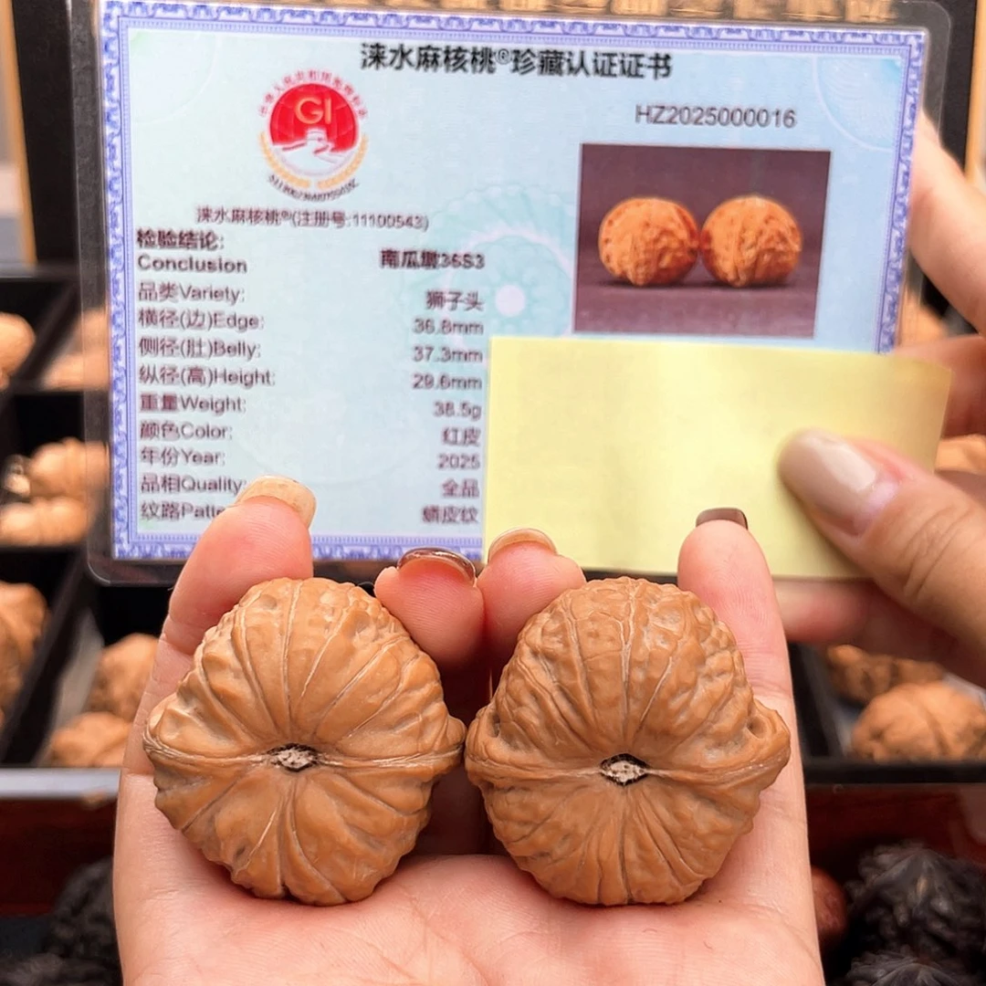 把件文玩核桃36毕业级正圆凹底近正肩➕稀有小尺36s3