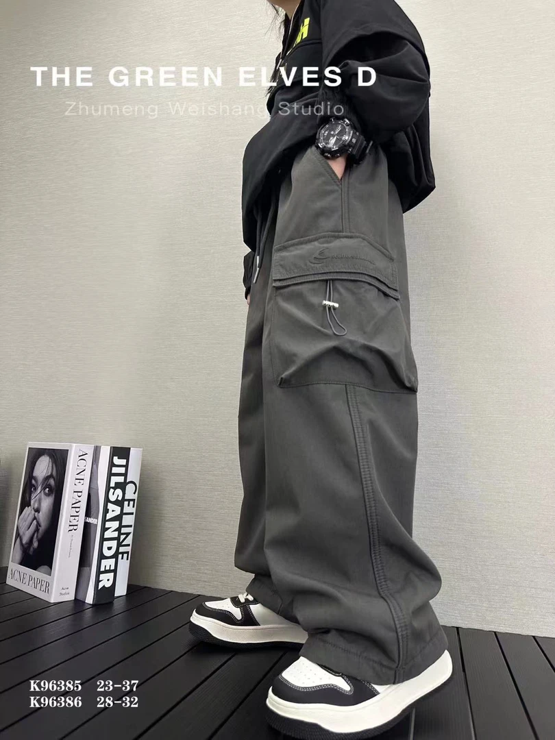 新款百搭工装裤休闲长裤潮牌束脚宽松春秋款阔腿裤韩版潮流多口袋