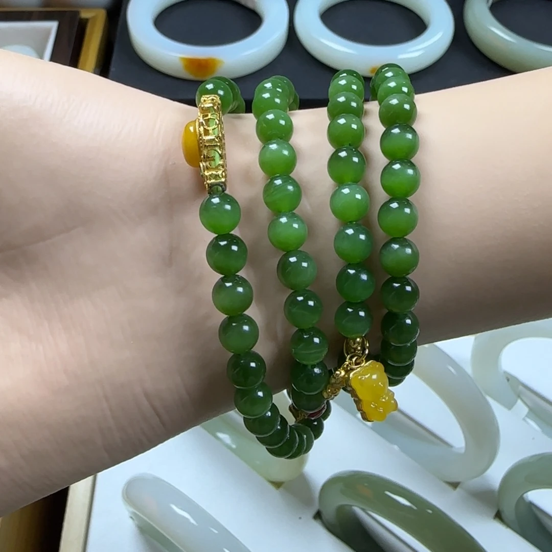 手链未镶嵌和田玉（碧玉）俄料碧玉卡6