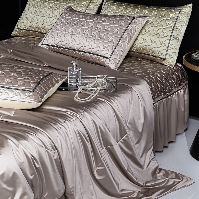 床裙款乳胶凉席夏凉被三四件套轻奢风冰丝席夏季床盖凉席空调软席