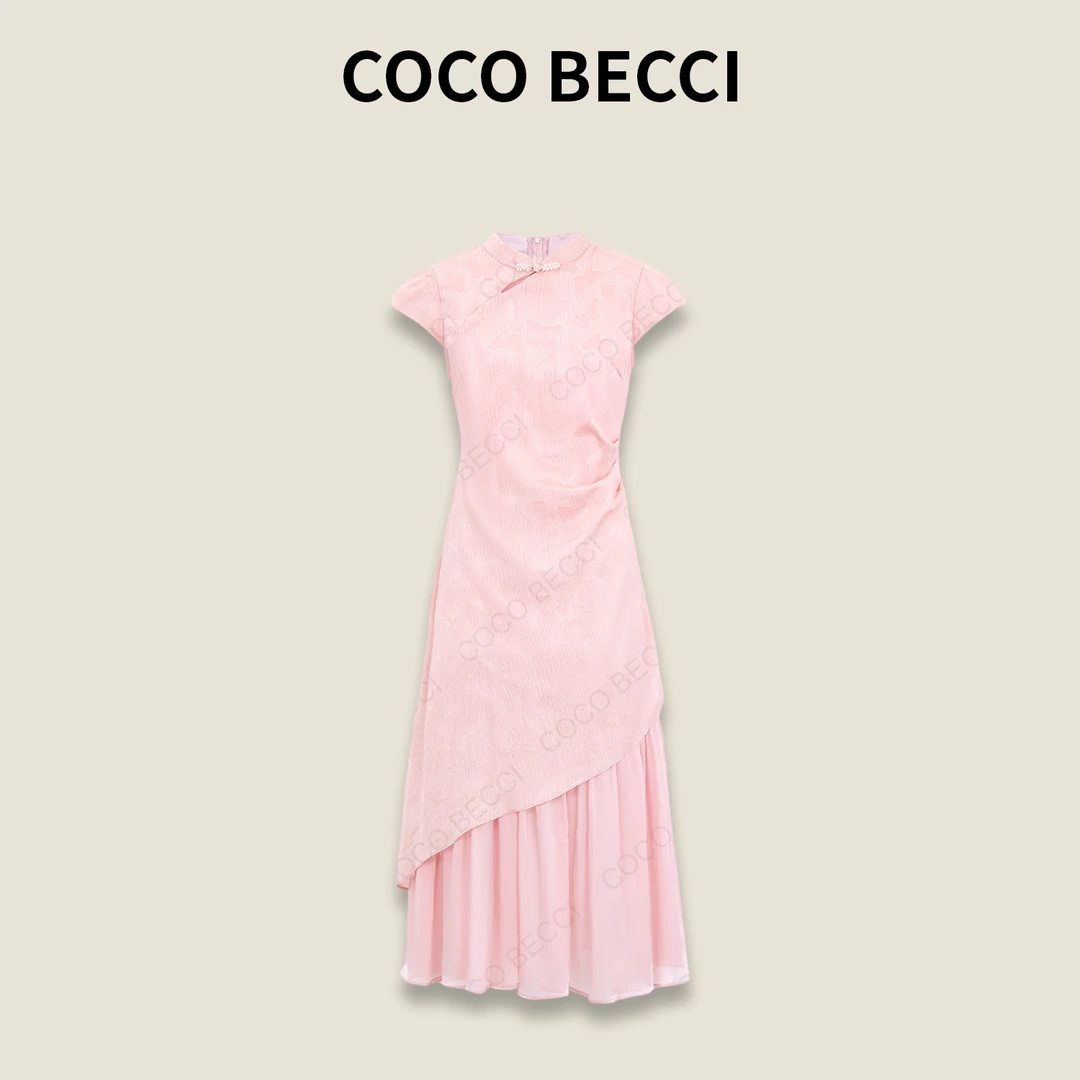 COCO BECCI【粉蝶】新中式国风气质优雅时尚显瘦连衣裙CFXYB372119