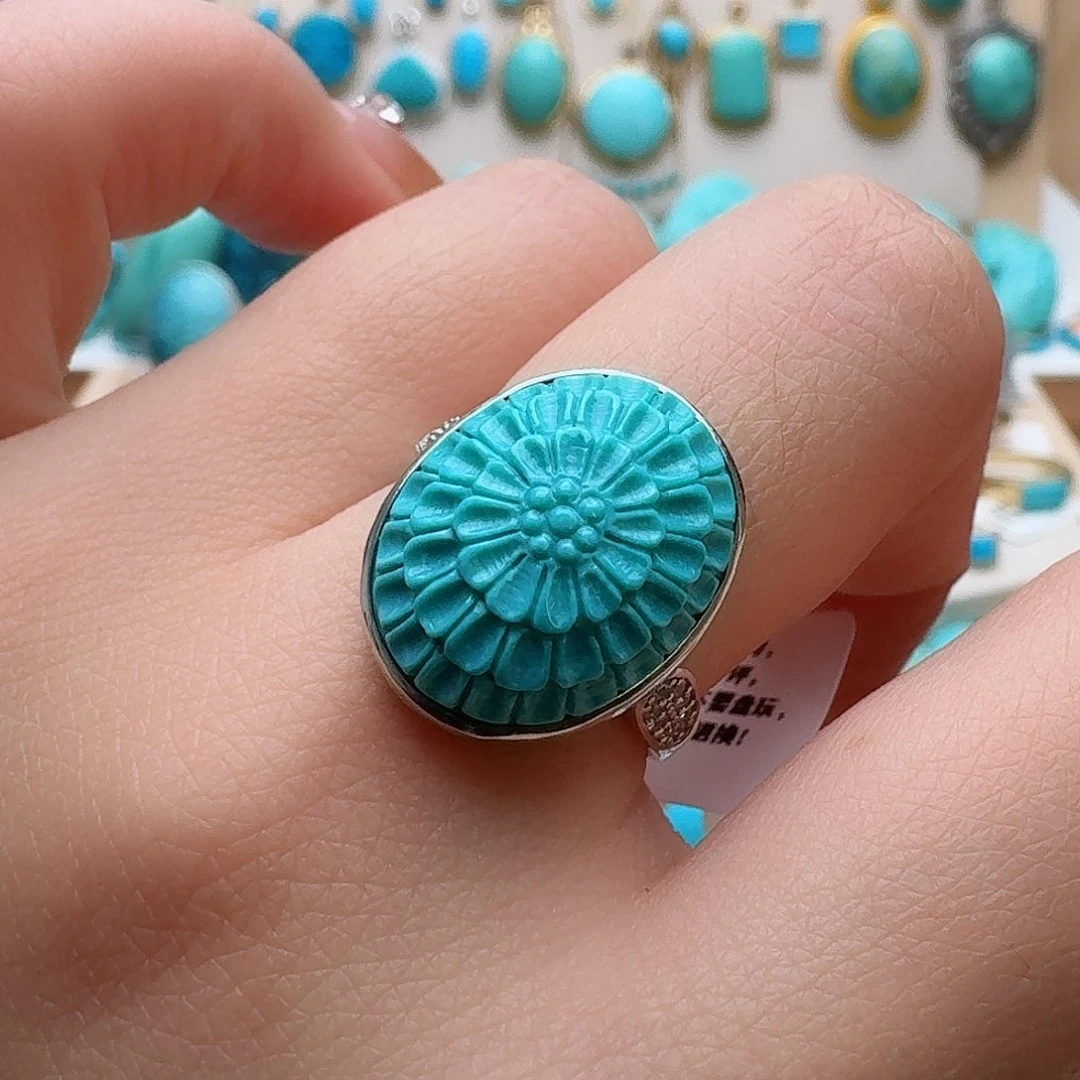 绿松石珠宝奇石银S925镶嵌