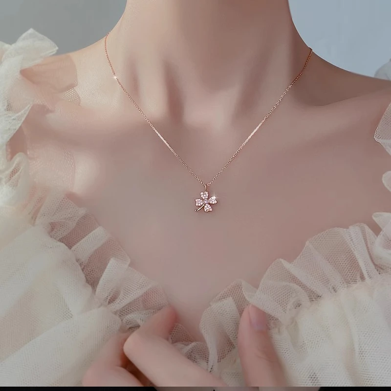 链子925银 纯银四叶草项链女2025新款设计轻奢高级感锁骨链颈链