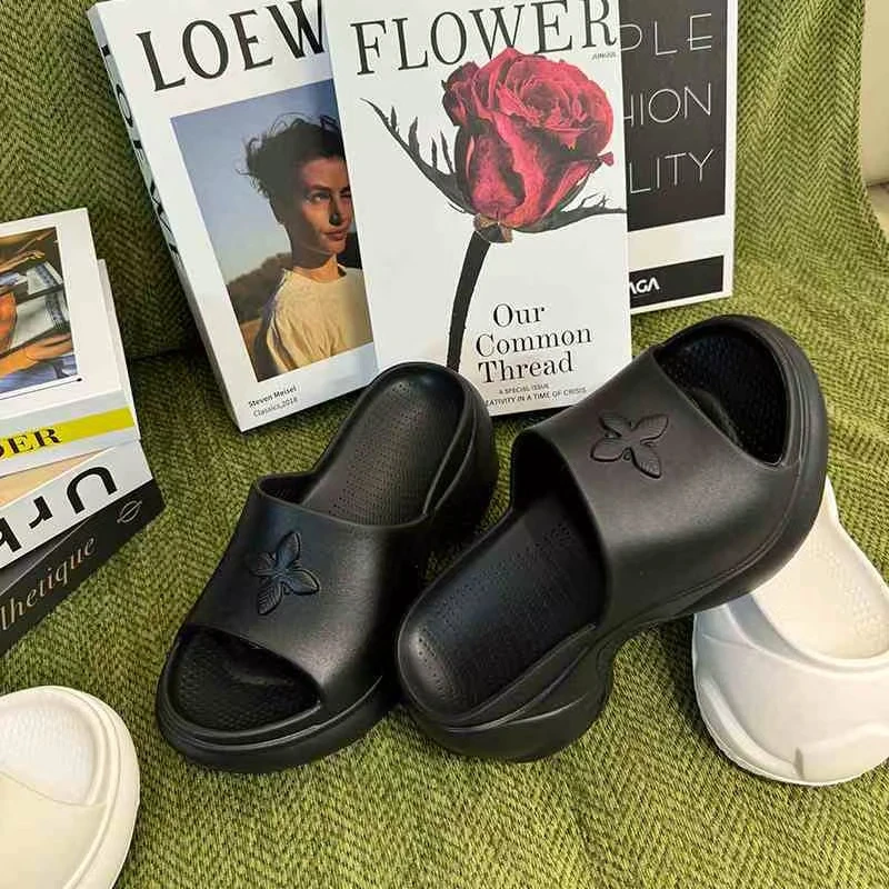 厚底十字花8.0增高休闲百搭一字拖（有瑕疵无运费险介意者勿拍）