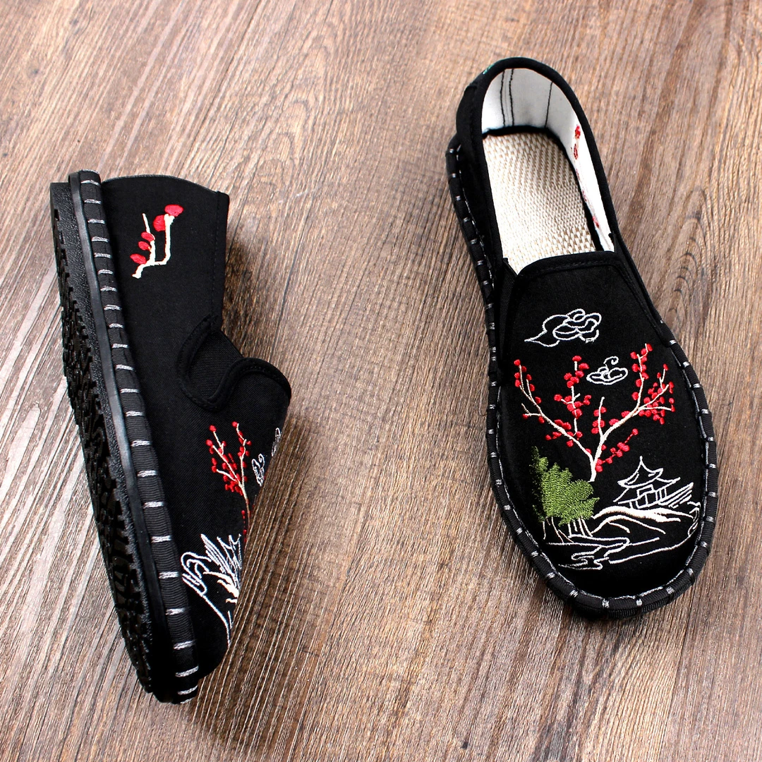 老北京布鞋男款2025新款夏季透气软底不累脚一脚蹬工地耐磨休闲鞋