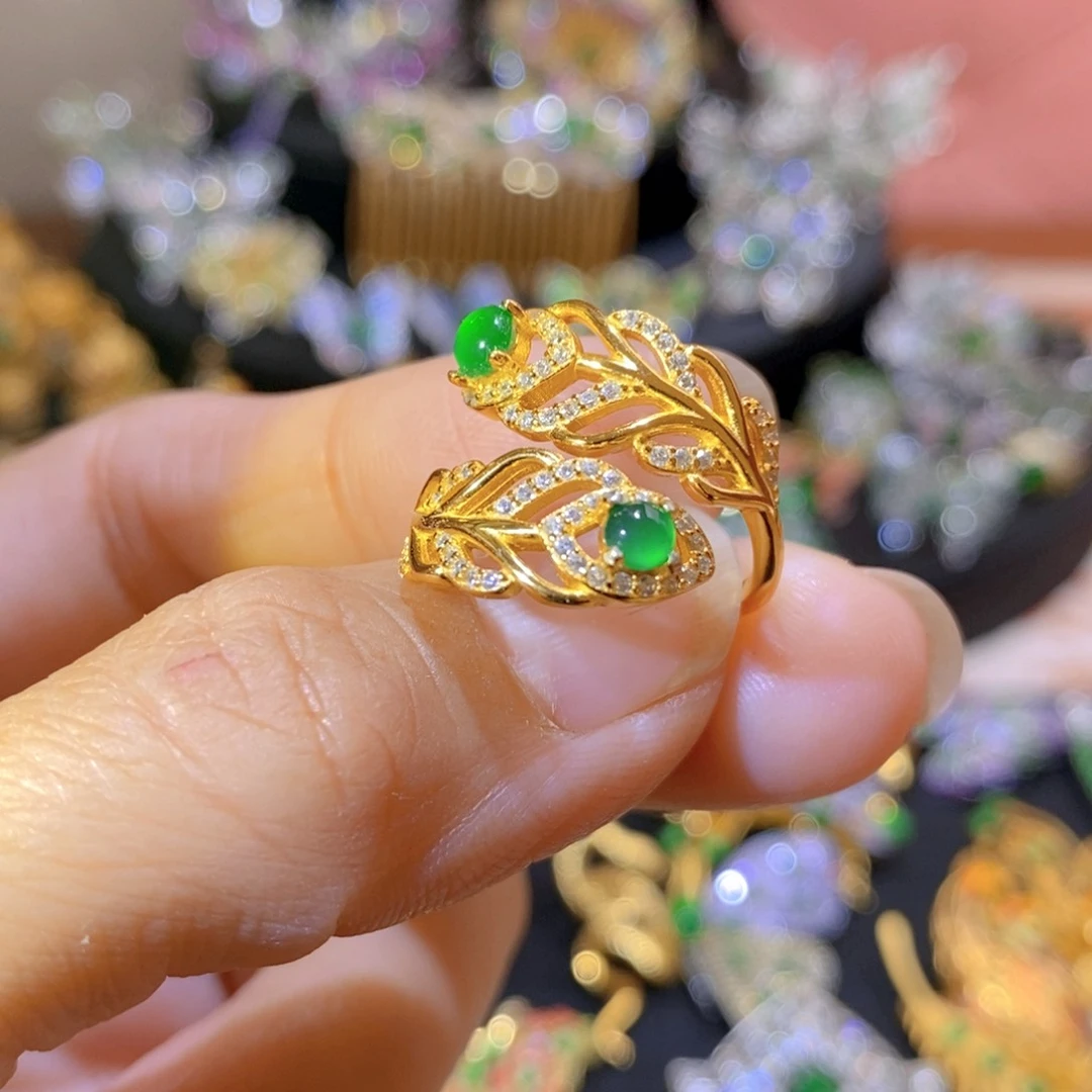 吊坠(不含链)银S925镶嵌翡翠
