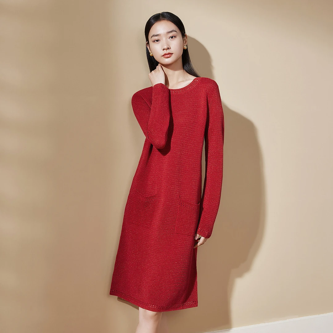 【粉丝专享】FINITY 连衣裙新款氛围感细闪羊毛混纺 F20TDA004N