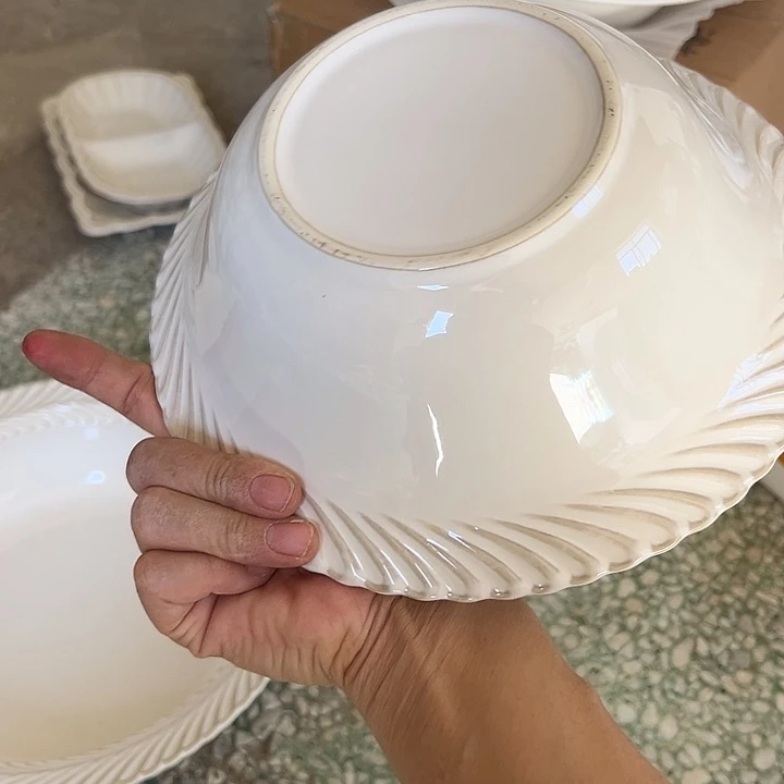瓷片默认瑕疵商品麦穗汤碗2个