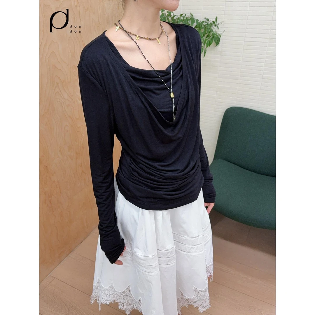 ICE DUST2025秋荡领气质显瘦长袖T恤女1380dopdop买手店