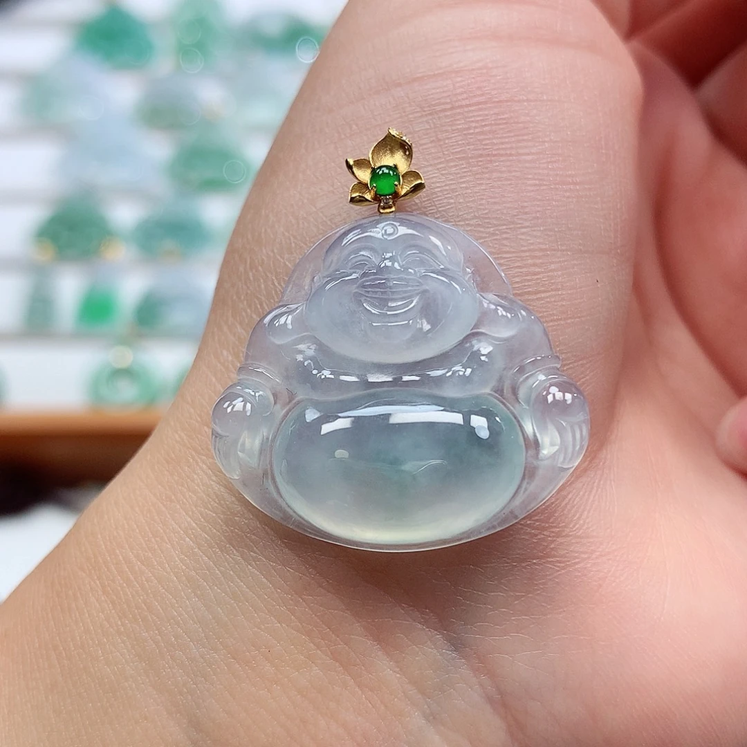 翡翠18K金镶嵌吊坠(赠链)25.5-28.5-5.6