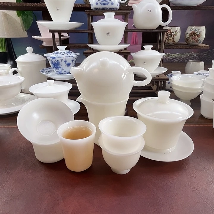 隐唐窑/璞玉素烧自生釉200西施壶+150盖碗13件套