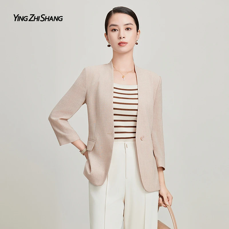 赢智尚高档无领西装外套女夏季新款气质女神范休闲通勤款ZB00813