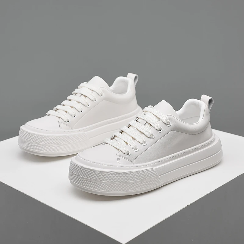 TAAIRXTO真皮小白鞋国潮秋冬新款厚底增高百搭板鞋男款运动休闲风