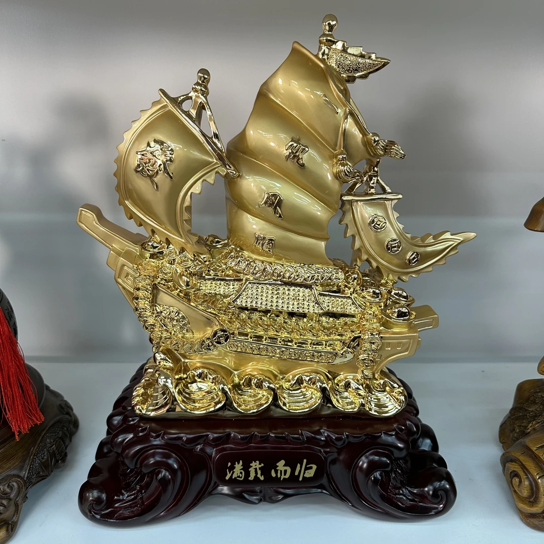 37【一帆风顺船】长32宽22高41cm（孤品摆件 介意微瑕勿拍）