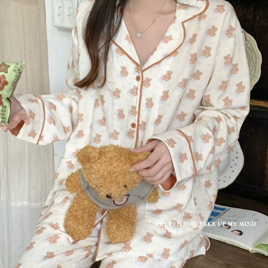 韩系甜美纯棉开衫家居服直播链接