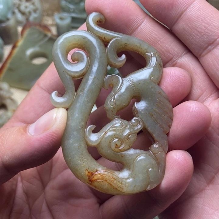 和田玉未镶嵌挂件明**鉴