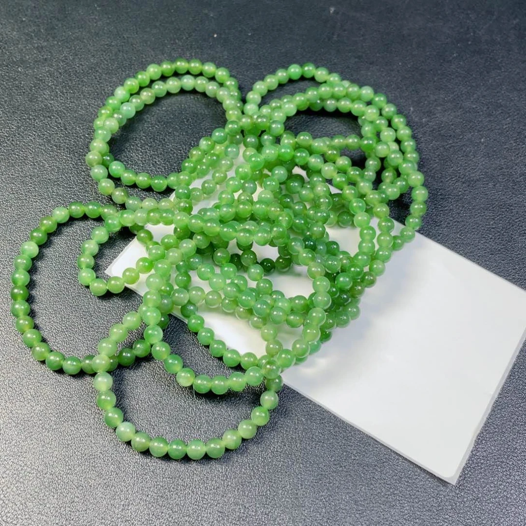 和田玉未镶嵌颈饰6mm圆珠碧玉手串4