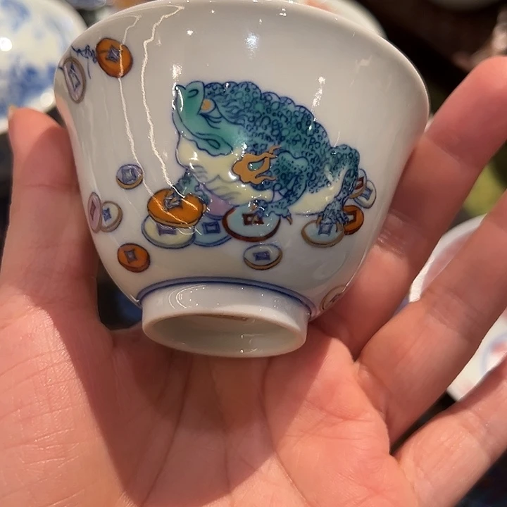 Y****悠预售原矿老派斗彩描金金蟾杯