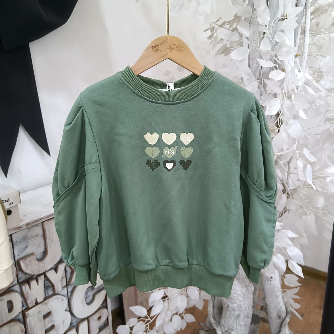 N264绿色女童卫衣童装