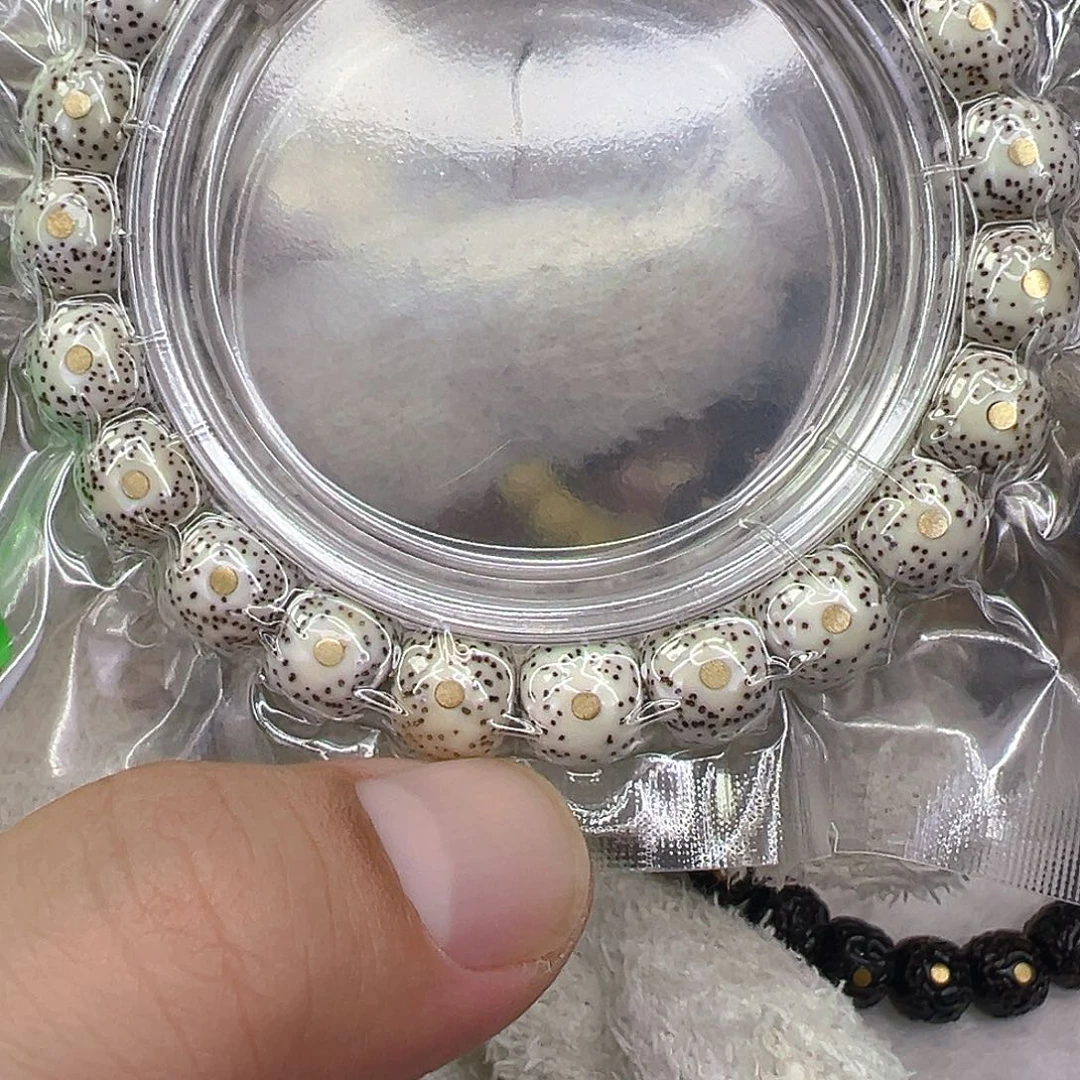 星月菩提手串7傲世原脂白星月菩提单圈10钉