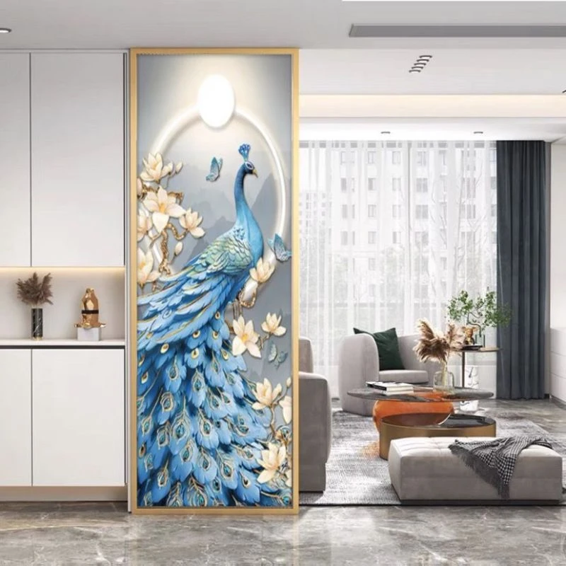 铁艺孔雀主题艺术玄关入户客厅餐厅卫生间厨房屏风隔断半墙隔断