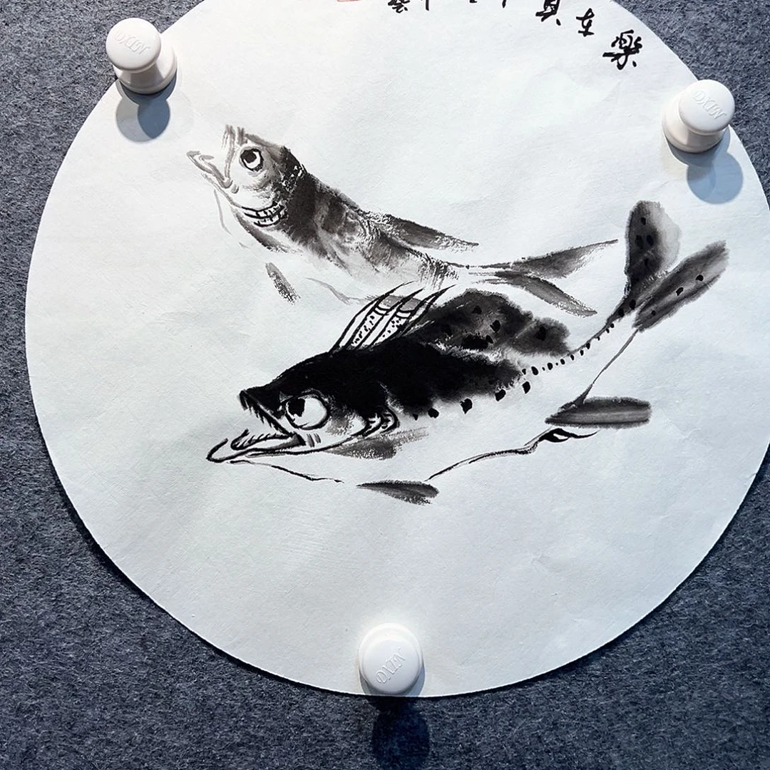 国画知鱼之乐纯手绘