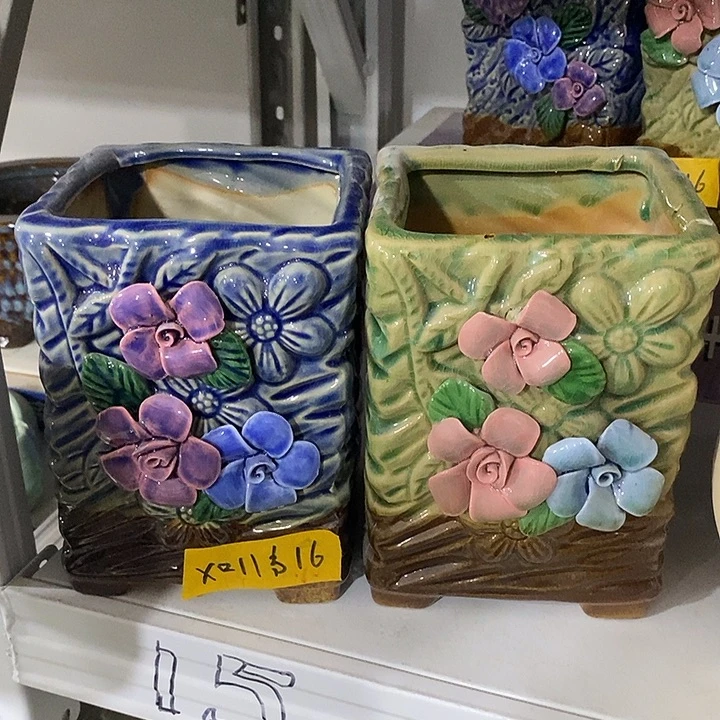 陶盆有孔 磕碰窑裂修补 介意勿拍外高 16外口12