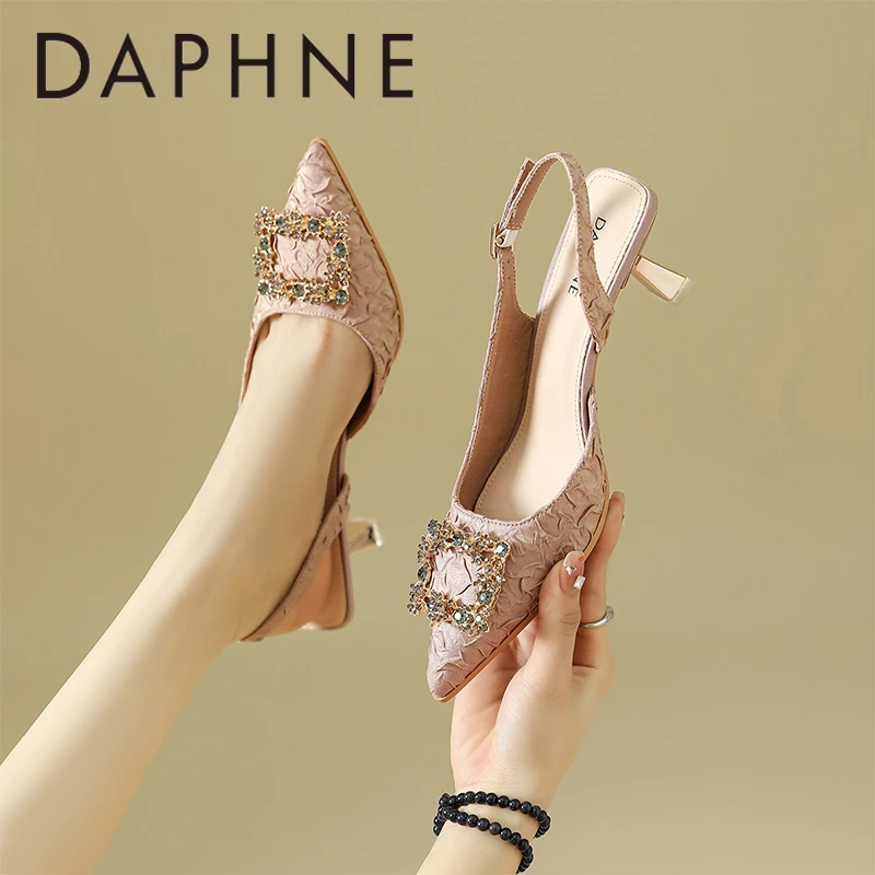 达芙妮紫色包头凉鞋女2025新款爆款仙女高跟爆款洋气百搭小众鞋子