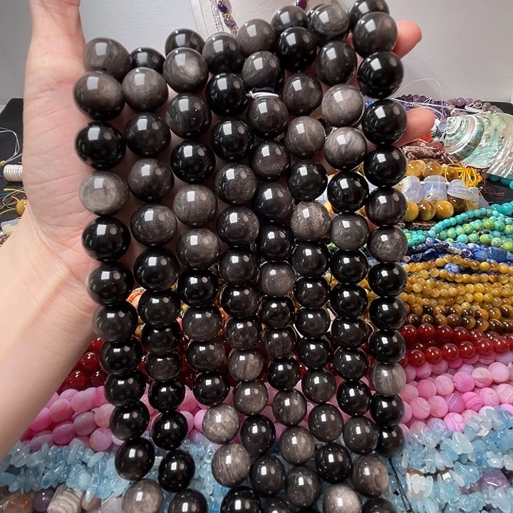 玛瑙/玉髓合金珠宝半成品W431银曜石15.6