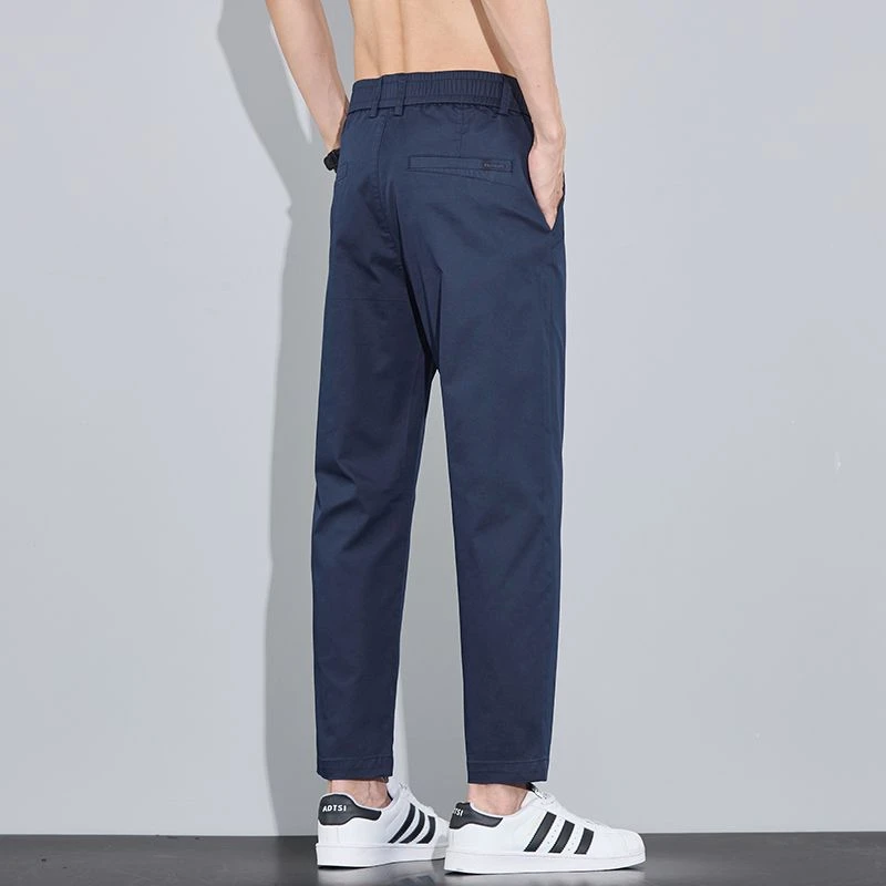 四季款常规款九分商务休闲裤男士轻奢修身直筒潮流百搭弹力裤子