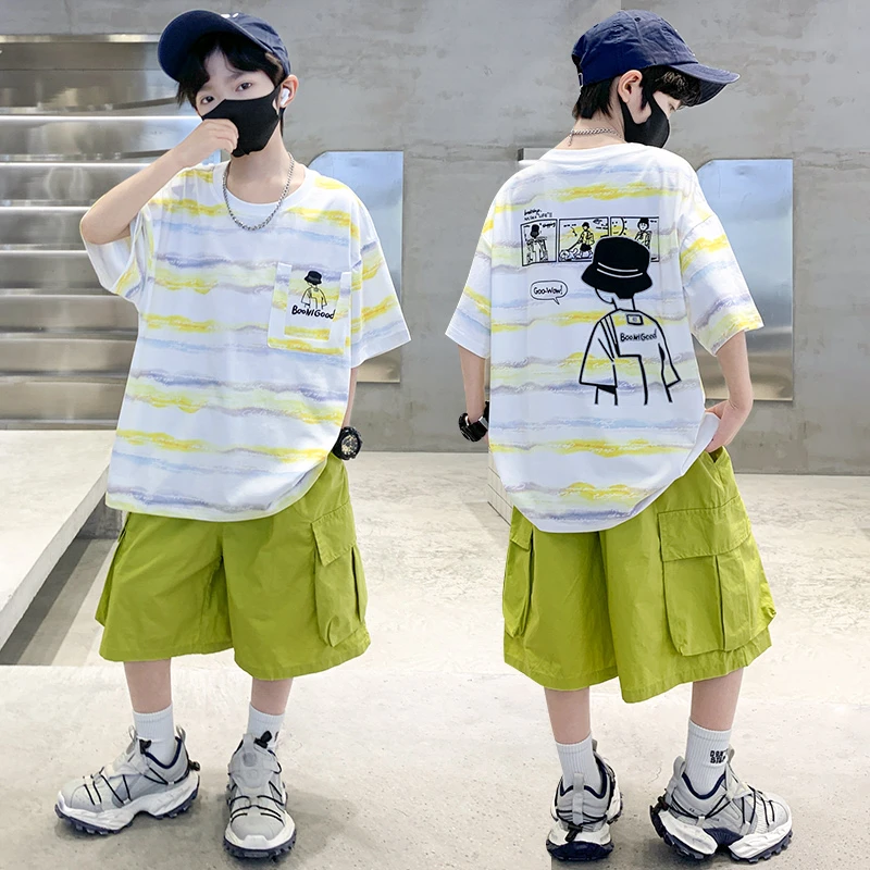 男童夏季套装2025新款夏装中大童儿童男孩夏款痞帅网红炸街薄款潮