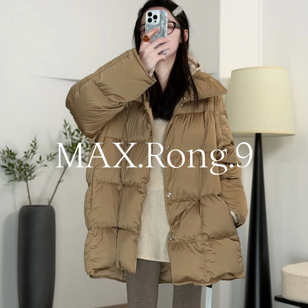 MAX.Rong.9鹅绒服 轻便保暖翻领棉被款外套 毛领可拆