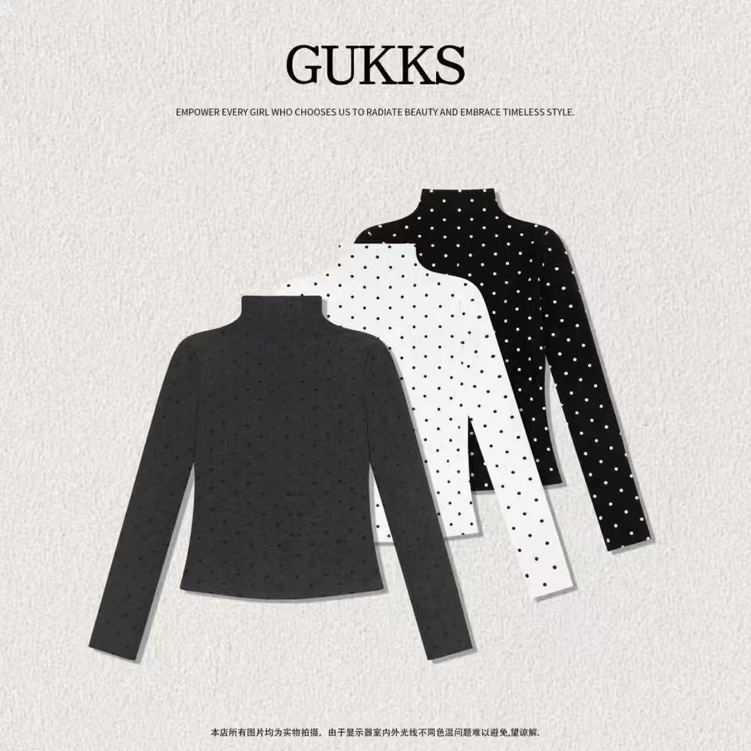 明明GUKKS/时尚波点长袖打底衫T恤85163