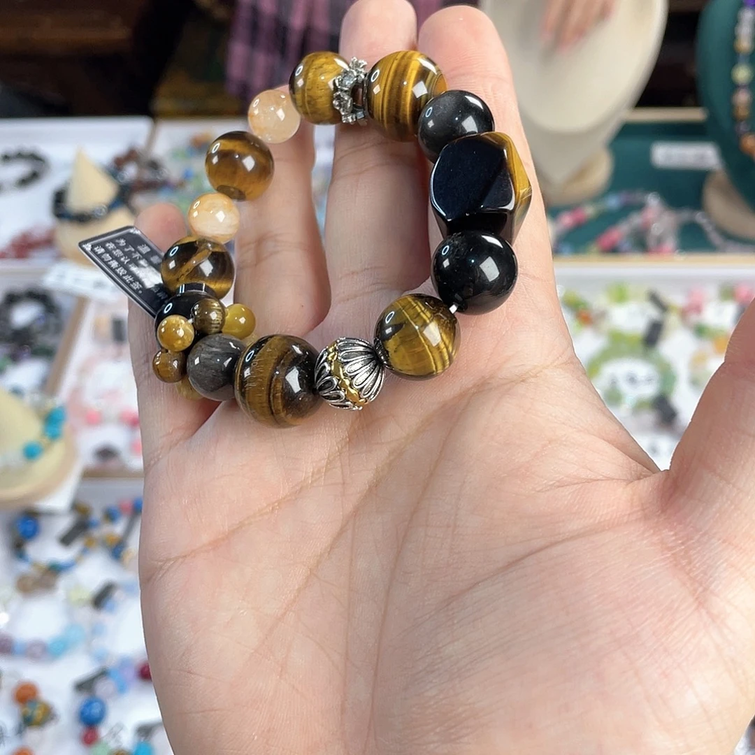 水晶手链银S925镀金镶嵌