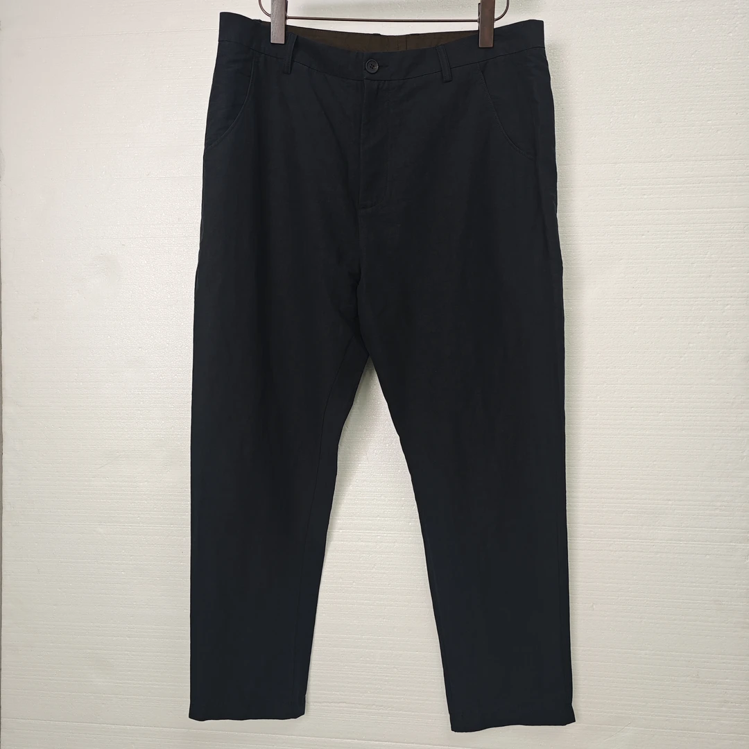 北纬三十度原创设计师品牌线下款清仓夏季男装时尚直筒亚麻休闲裤