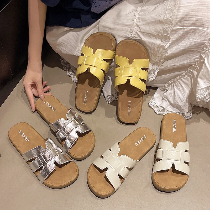 2025夏季新款爆款8852-1米字带多巴胺时尚休闲鞋厚底防滑拖鞋女