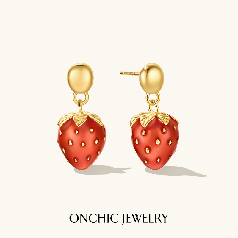onchic 合金耳饰 草莓甜梨樱桃水果系耳钉女明星网红同款百搭耳环
