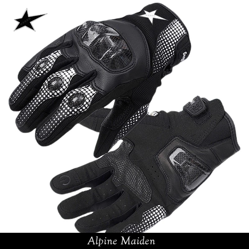 正品现货A星Alpine Maiden碳纤维防摔防滑机车装备骑士防撞击手套