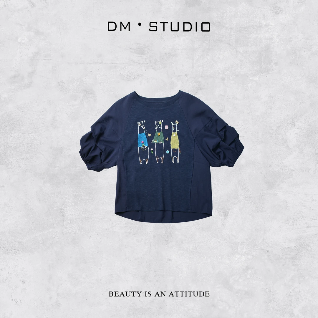 DM•STUDIO/夏季透气时尚气质减龄卡通圆领短袖上衣2504TX/82349