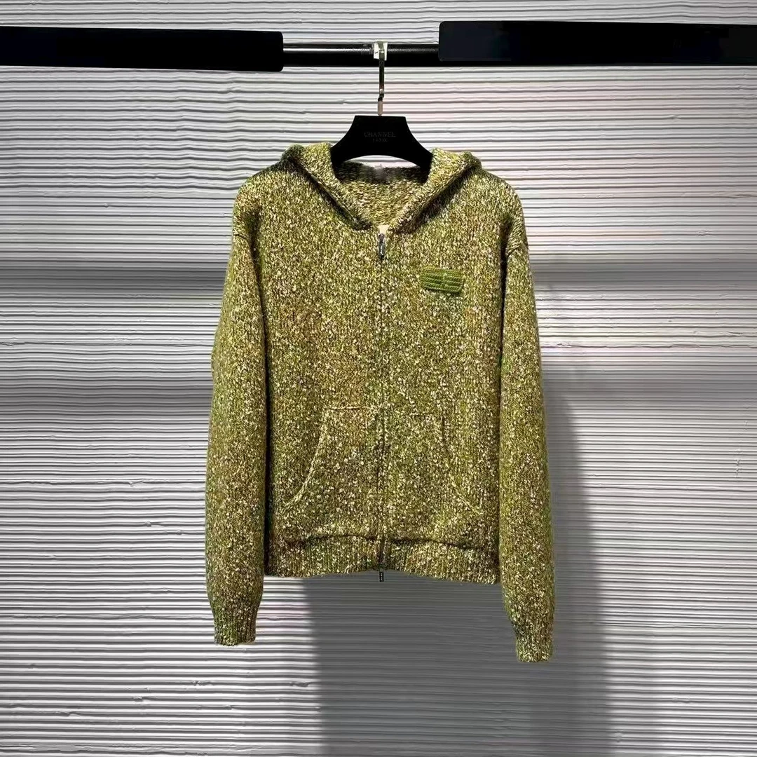 【Da Yang】25针织女落肩袖老钱风连帽毛针织衫上衣百搭女装B447