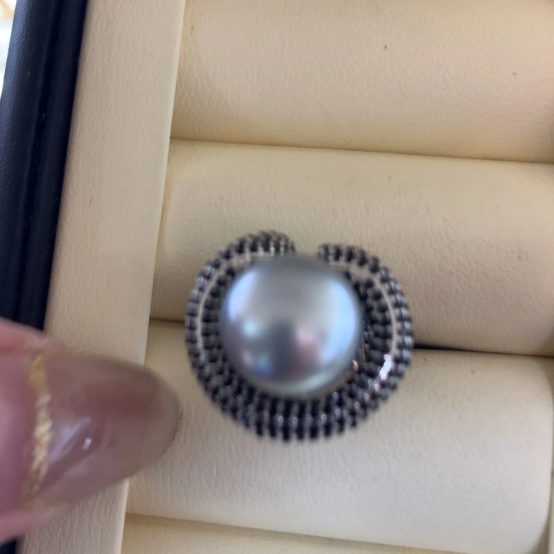 银S925镶嵌海水珍珠戒指