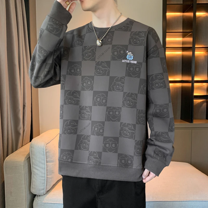 稻草人2025秋冬轻奢男士大码休闲卫衣潮流印花设计长袖T恤时尚搭