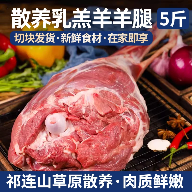祁连山草原羔羊羊腿新鲜羊后腿肉后腿肉烧烤生羊肉羊腿5斤