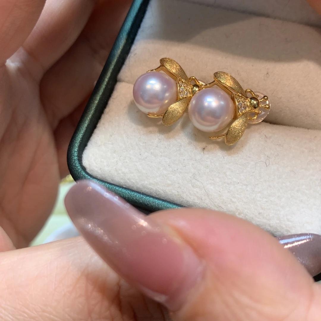 海水珍珠耳饰银S925镶嵌