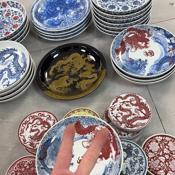 瓷片双龙戏珠大胡乘景德镇